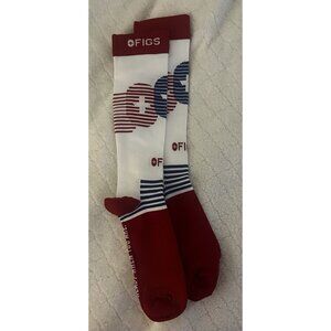 FIGS Compression Socks READY WHEN YOU ARE Red White Size Large NWOT